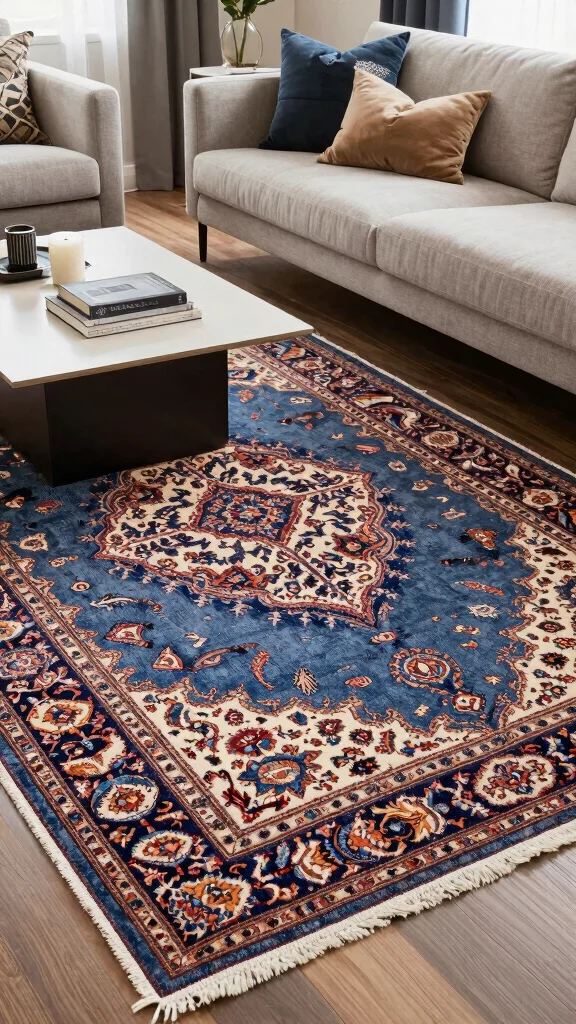 11 Rug Layering Living Room Ideas for Added Texture and Depth - 8. Mixing Vintage and Modern 1