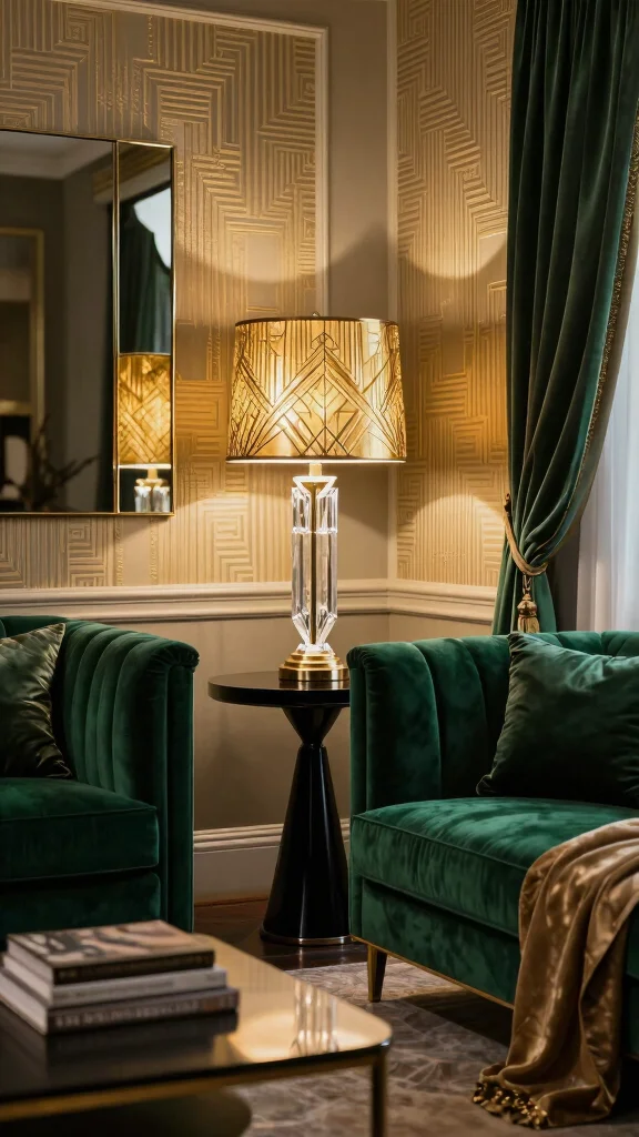 12 Aesthetic Table Lamp Ideas for a Beautiful and Trendy Room Setup - 2. Art Deco Glamour 1