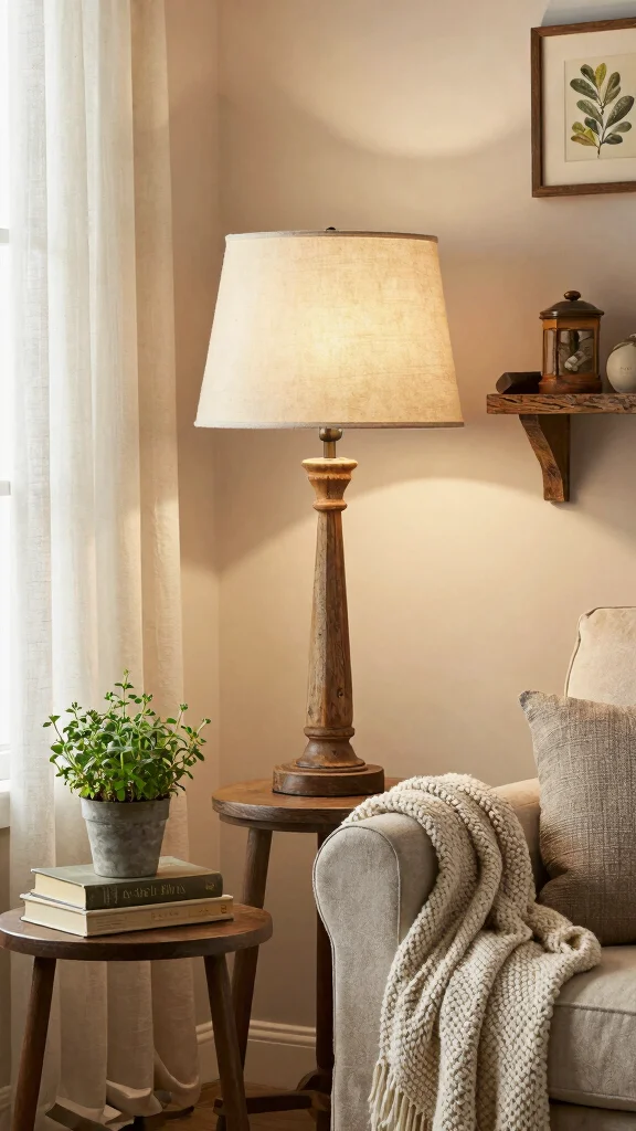 12 Aesthetic Table Lamp Ideas for a Beautiful and Trendy Room Setup - 3. Farmhouse Chic 1