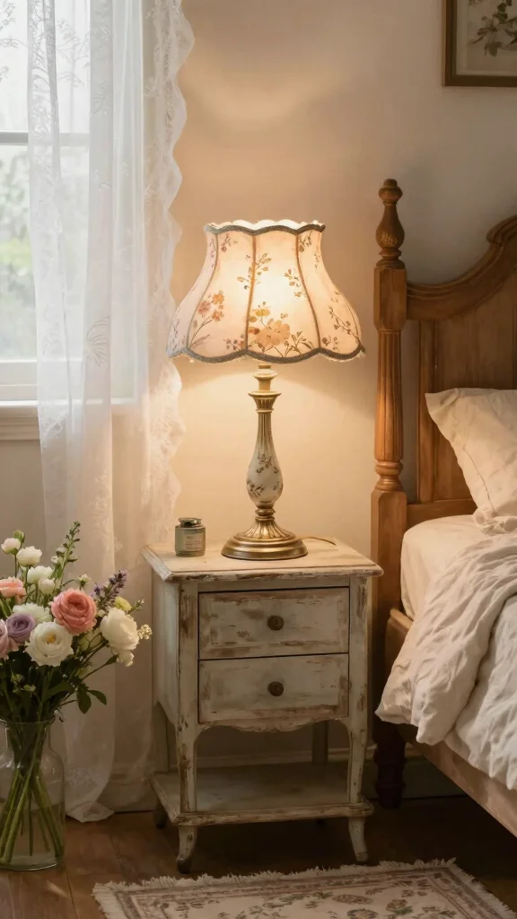 12 Aesthetic Table Lamp Ideas for a Beautiful and Trendy Room Setup - 7. Vintage Floral Delight 1