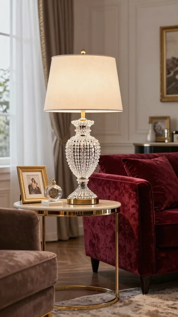 12 Aesthetic Table Lamp Ideas for a Beautiful and Trendy Room Setup - 9. Elegant Crystal Accents 1