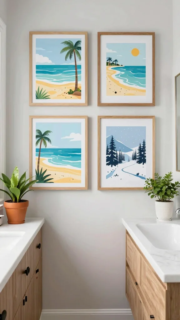 12 Bathroom Picture Ideas Wall Art to Make Your Space Feel Fresh and Stylish - 10. Seasonal Art 1