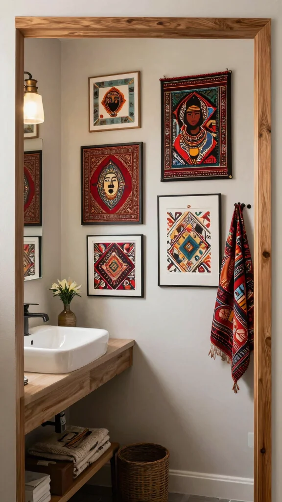 12 Bathroom Picture Ideas Wall Art to Make Your Space Feel Fresh and Stylish - 9. Cultural Art 1