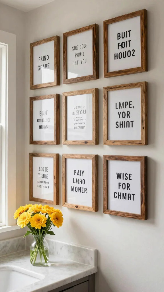 12 Bathroom Wall Art Ideas for a More Relaxing and Decorative Space - 2. Inspirational Quotes to Lift Your Spirits 1