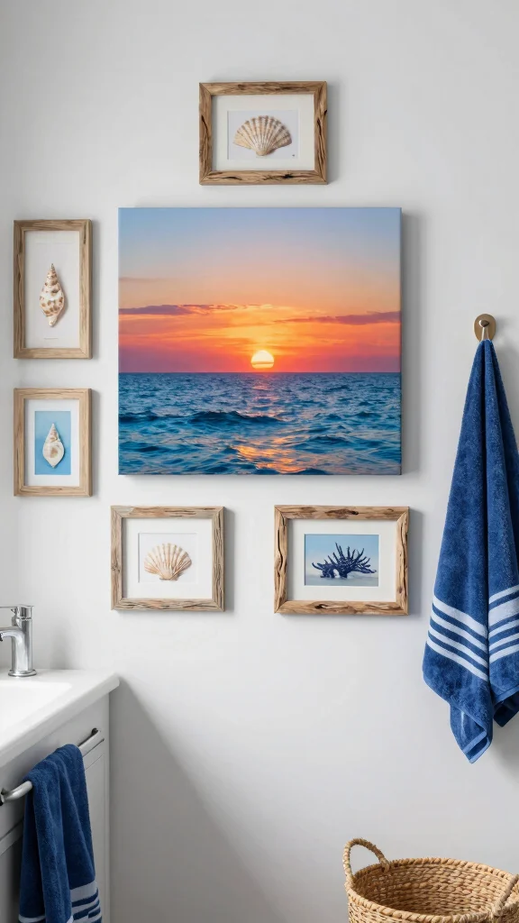 12 Bathroom Wall Art Ideas for a More Relaxing and Decorative Space - 6. Ocean-Inspired Art for a Nautical Feel 1