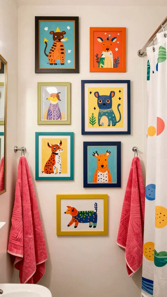 12 Bathroom Wall Art Ideas for a More Relaxing and Decorative Space - 7. Whimsical Art for Playful Spaces 1