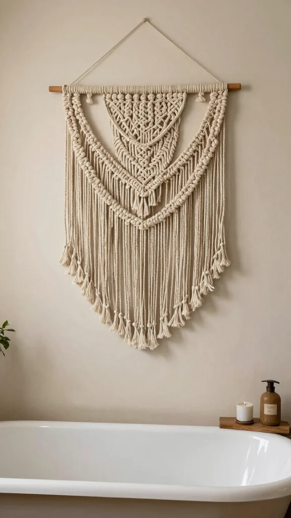 12 Bathroom Wall Art Ideas for a More Relaxing and Decorative Space - 8. Textured Wall Hangings for Dimension 1