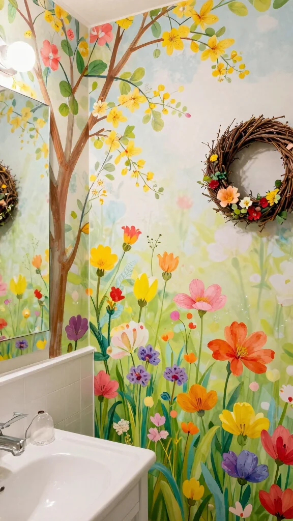 12 Bathroom Wall Art Ideas for a More Relaxing and Decorative Space - 9. Seasonal Decor for Freshness 1