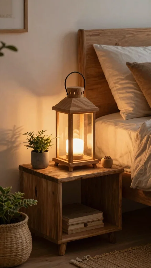 12 Bedside Lamp Aesthetic Ideas for a Cozy and Pinterest-Worthy Bedroom - 10. Nature-Inspired Lantern Lamp 1
