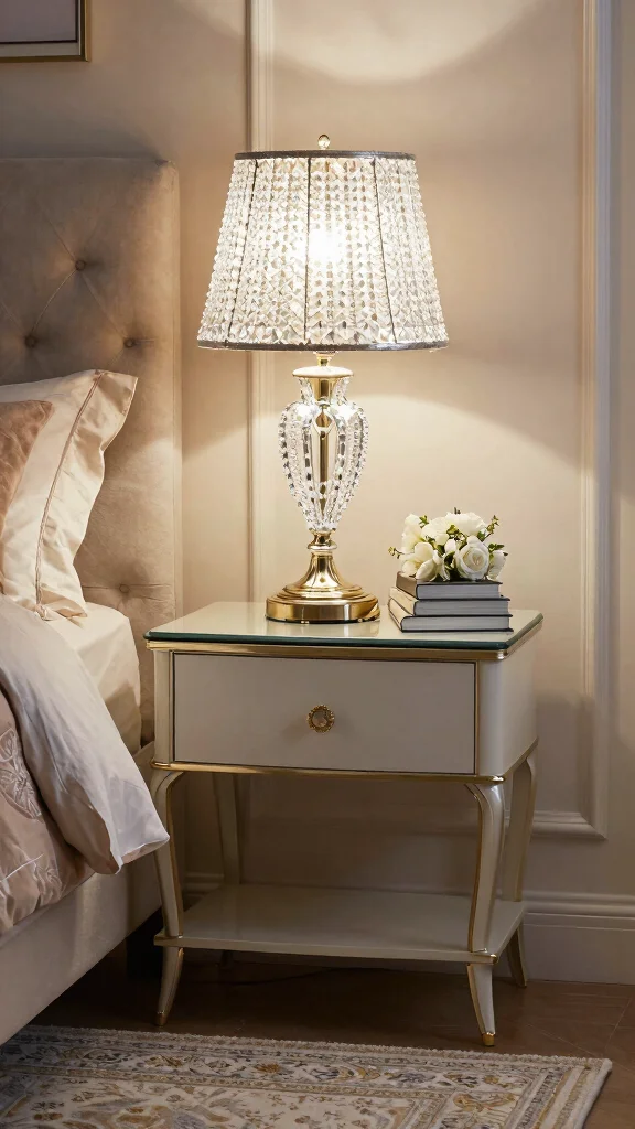 12 Bedside Lamp Aesthetic Ideas for a Cozy and Pinterest-Worthy Bedroom - 11. Glamorous Crystal Table Lamp 1