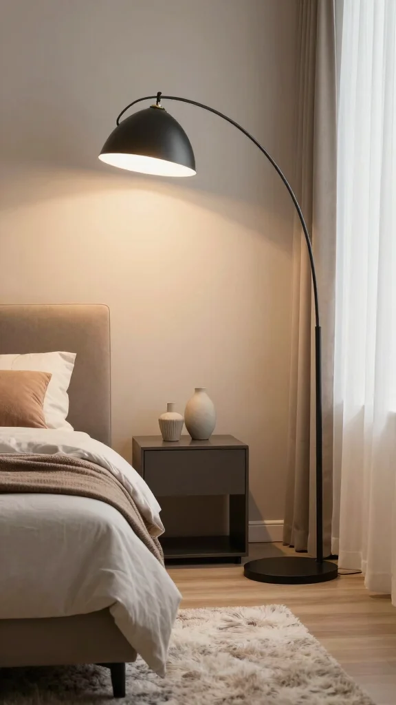 12 Bedside Lamp Aesthetic Ideas for a Cozy and Pinterest-Worthy Bedroom - 8. Modern Arc Floor Lamp 1