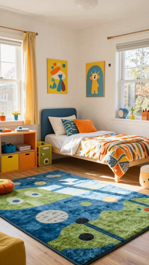 12 Blue and Green Rug Ideas for a Colorful Yet Balanced Home Style - 8. Kids' Rooms: Playful Blue and Green Rugs 1