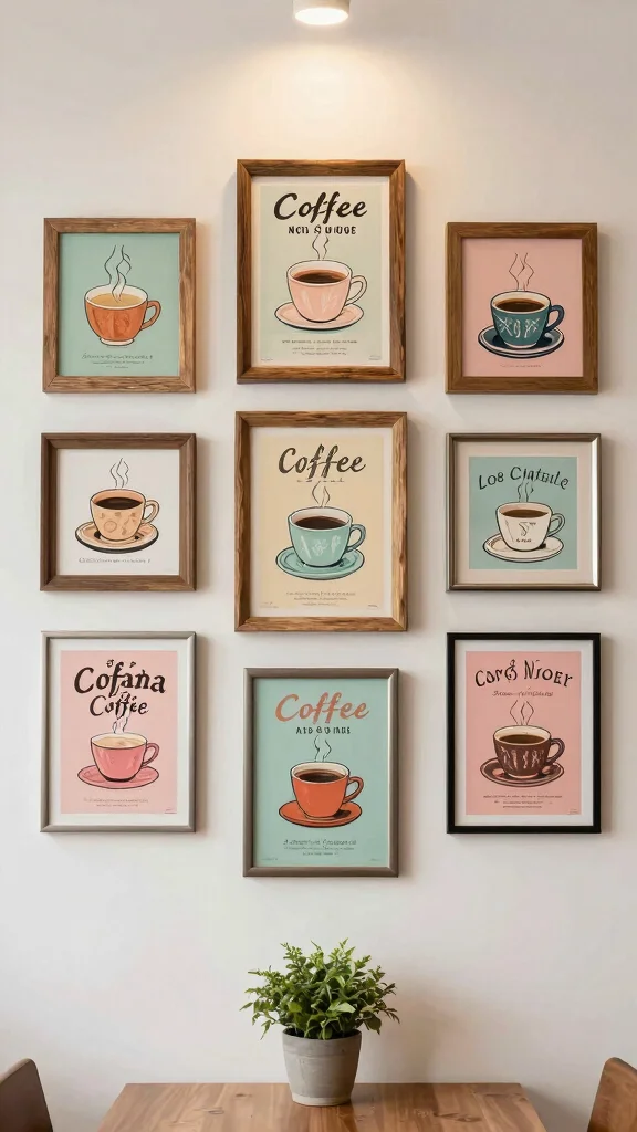 12 Cafe Wall Art Creative Ideas to Bring Coffeehouse Charm Home - 1. Vintage Coffeehouse Posters 1