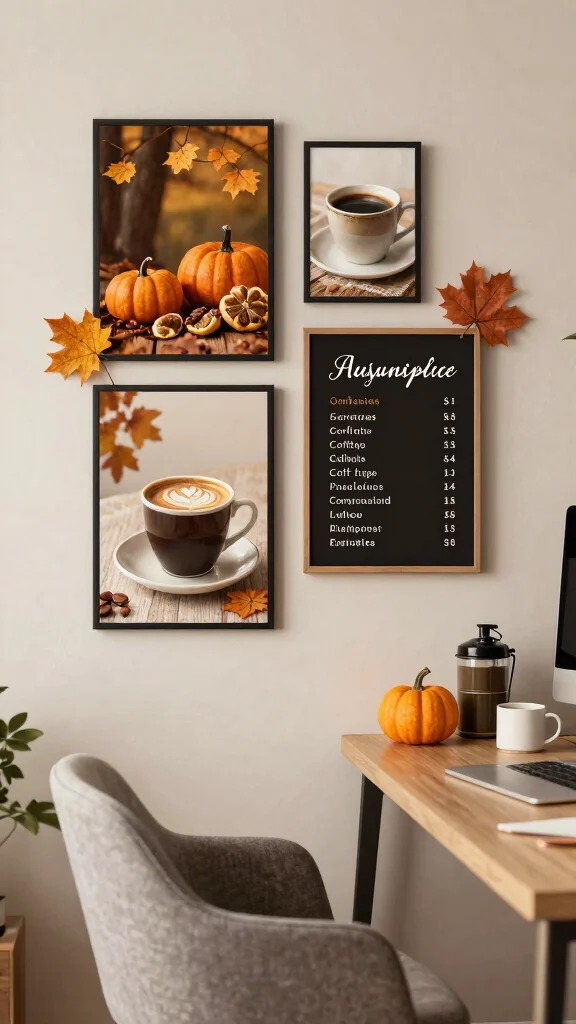 12 Cafe Wall Art Creative Ideas to Bring Coffeehouse Charm Home - 12. Seasonal Coffee Decor 1