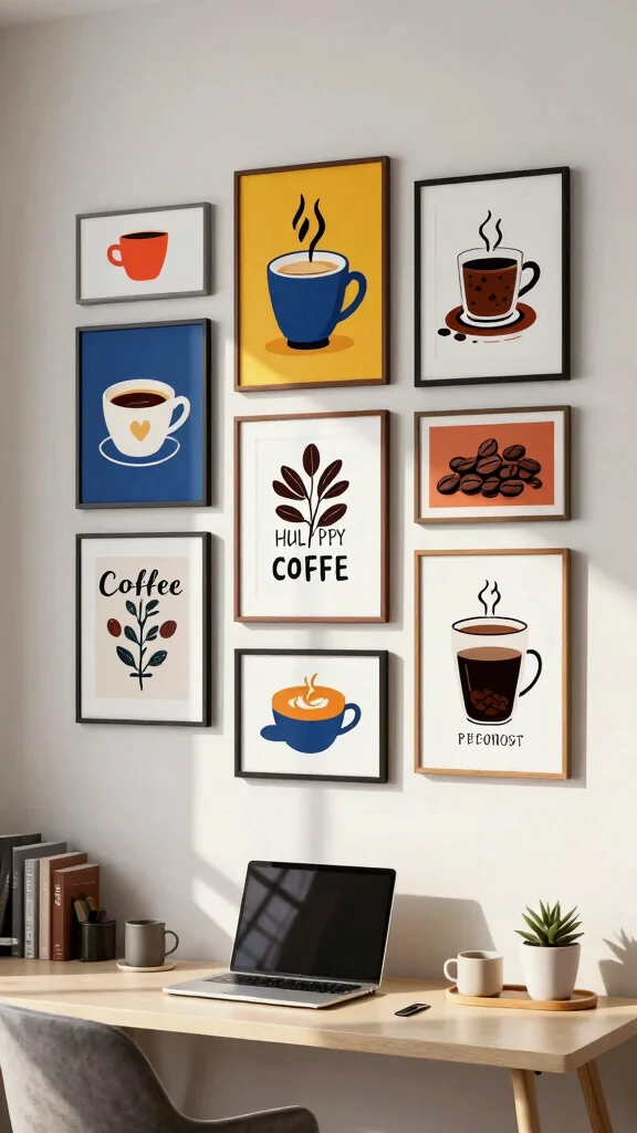 12 Cafe Wall Art Creative Ideas to Bring Coffeehouse Charm Home - 3. Framed Coffee Art Prints 1