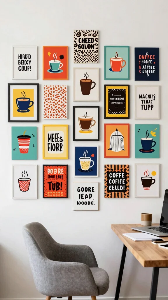 12 Cafe Wall Art Creative Ideas to Bring Coffeehouse Charm Home - 7. Coffee-Themed Collage 1