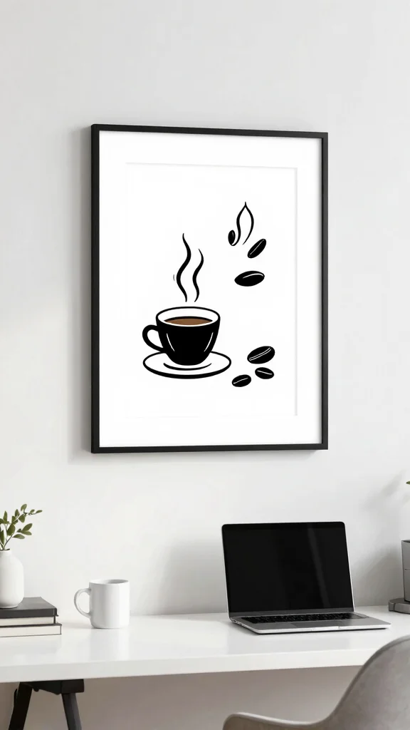 12 Cafe Wall Art Creative Ideas to Bring Coffeehouse Charm Home - 9. Minimalist Coffee Art 1