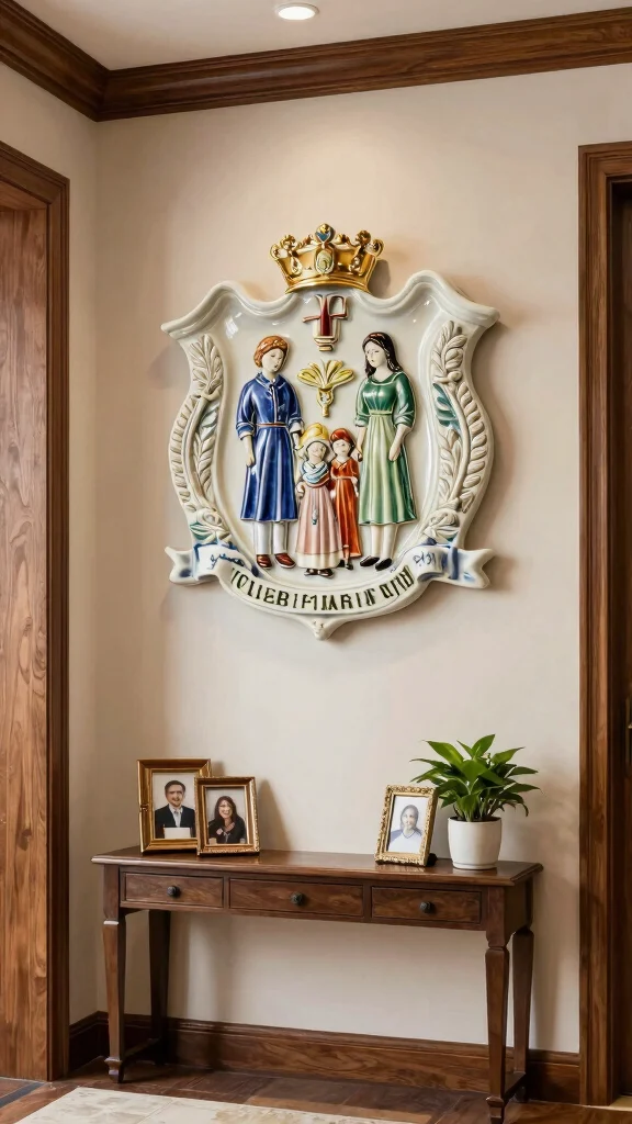 12 Ceramic Wall Art Sculpture Ideas for a Modern Handmade Look - 9. Customized Family Crests 1