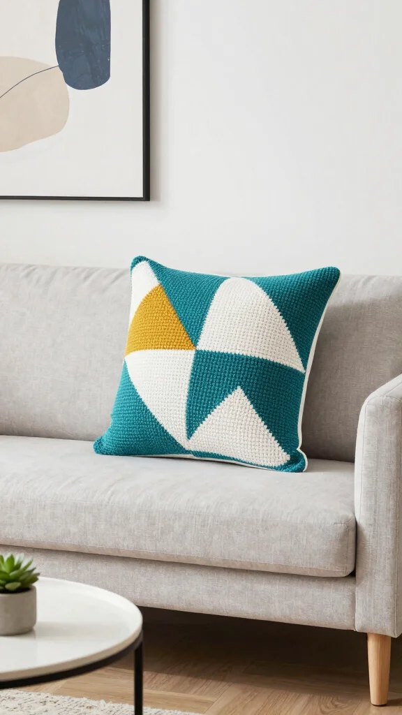 12 Crochet Pillow Cover Pattern Free Ideas for Beautiful Handmade Cushions - 2. Geometric Patterns for Modern Touch 1