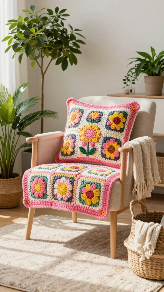 12 Crochet Pillow Cover Pattern Free Ideas for Beautiful Handmade Cushions - 3. Floral Delight 1