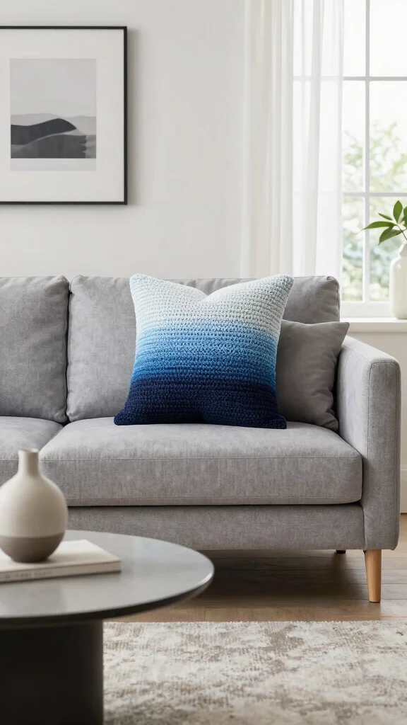 12 Crochet Pillow Cover Pattern Free Ideas for Beautiful Handmade Cushions - 8. Ombre Magic 1