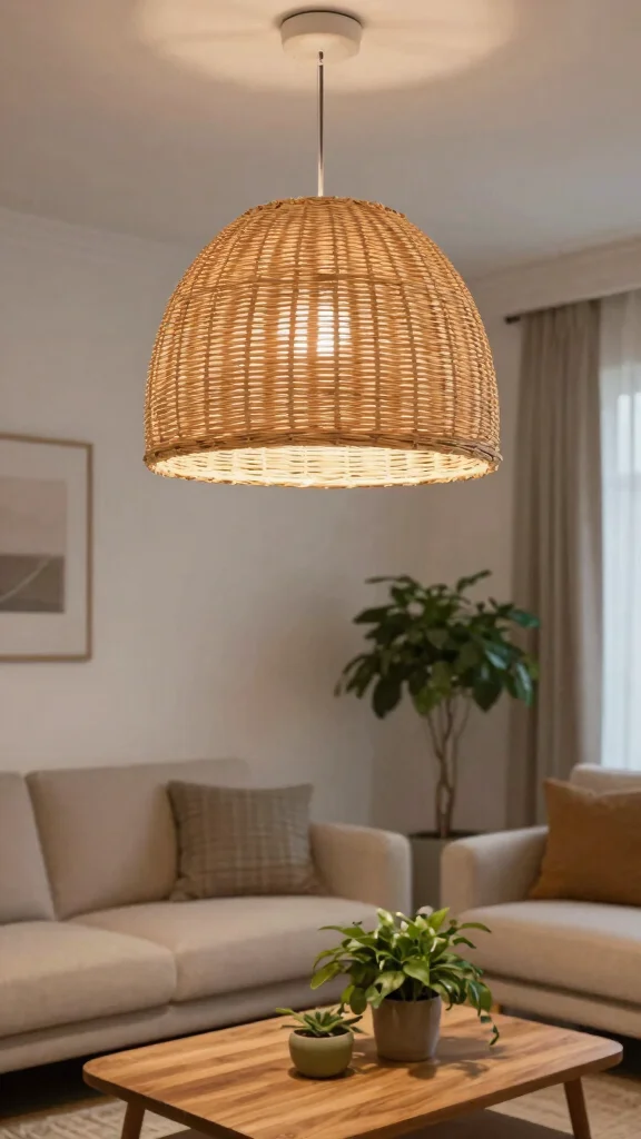 12 DIY Hanging Lamp Shade Ideas to Add Character to Your Space - 12. Natural Fiber Shade 1