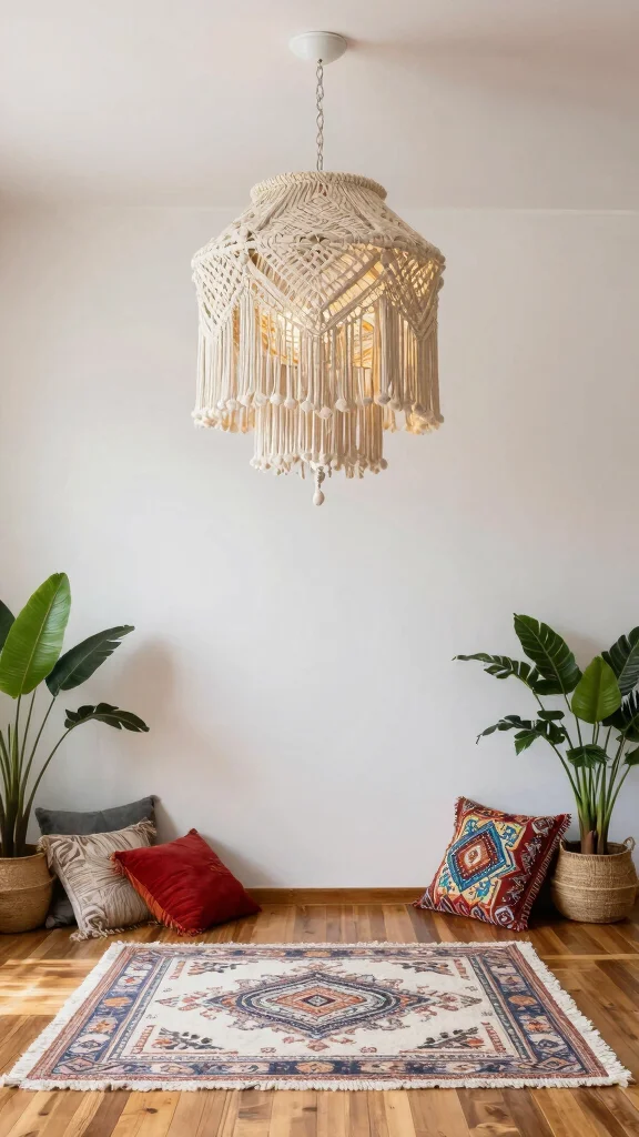 12 DIY Hanging Lamp Shade Ideas to Add Character to Your Space - 3. Boho Macramé Shade 1
