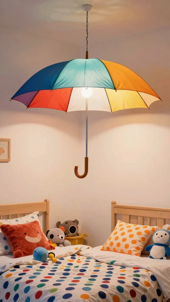 12 DIY Hanging Lamp Shade Ideas to Add Character to Your Space - 4. Repurposed Vintage Umbrella 1