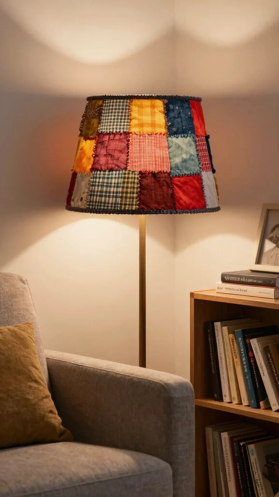 12 DIY Hanging Lamp Shade Ideas to Add Character to Your Space - 5. Fabric Scrap Shade 1
