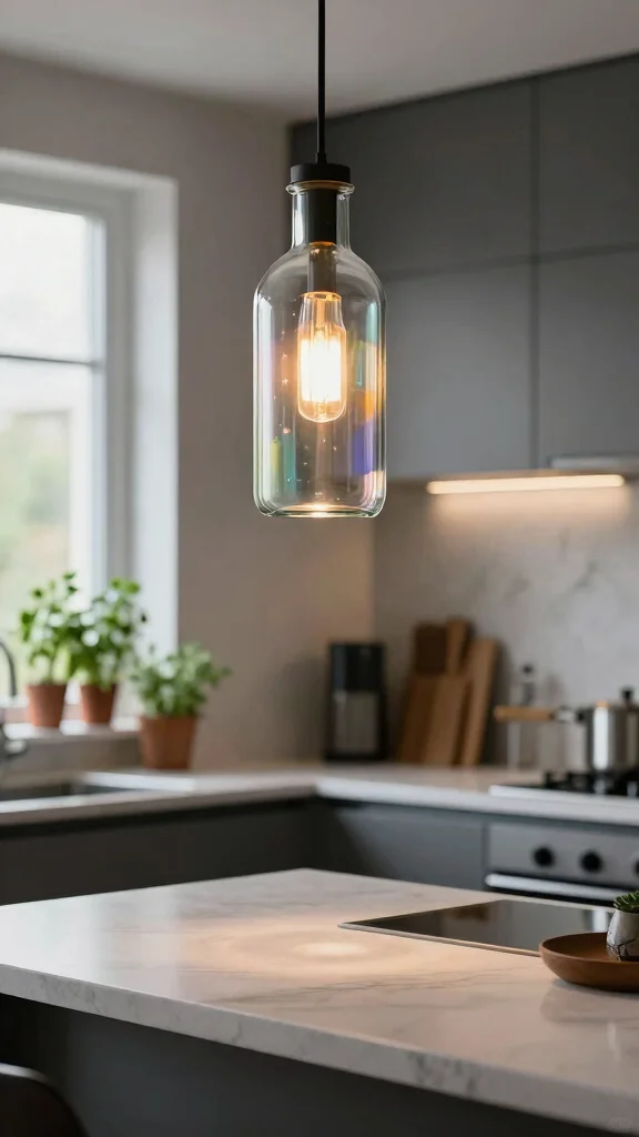 12 DIY Hanging Lamp Shade Ideas to Add Character to Your Space - 7. Recycled Bottle Shade 1