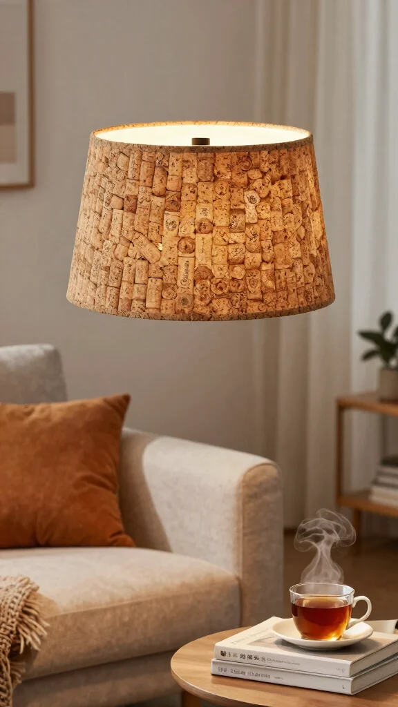 12 DIY Hanging Lamp Shade Ideas to Add Character to Your Space - 8. Cork Shade Creation 1