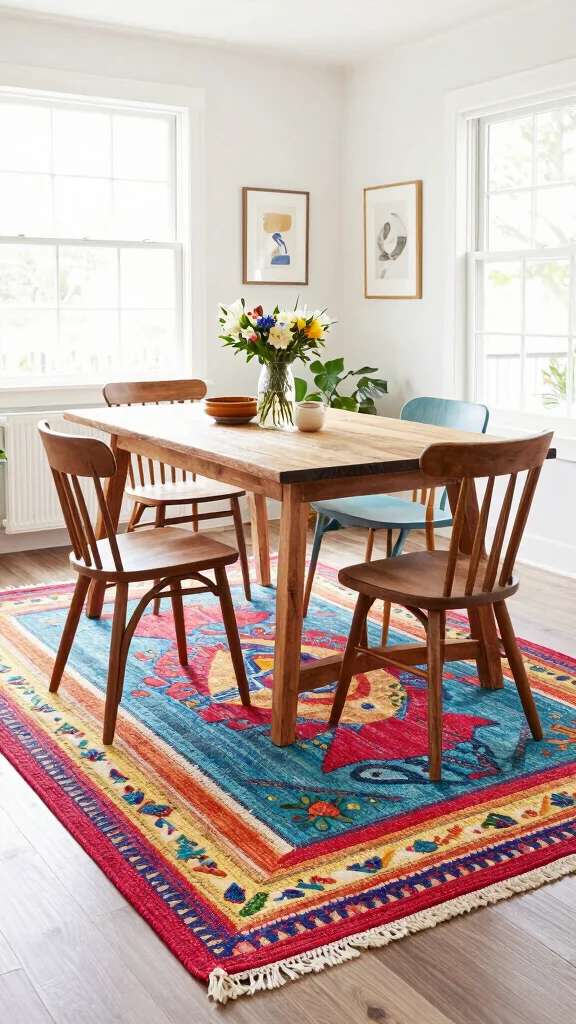 12 Dining Room Rug Ideas to Make Your Eating Space Feel Complete - 7. Cotton Flatweave Rugs for Effortless Style 1