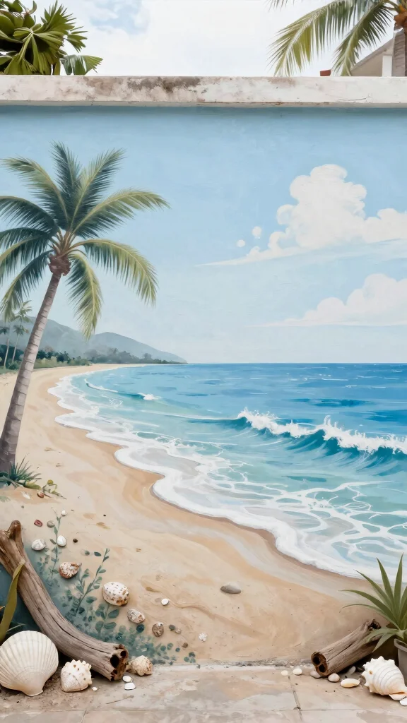 12 Garden Mural Outdoor Wall Art Ideas to Transform a Plain Backyard Wall - 9. Beach and Coastal Themes 1