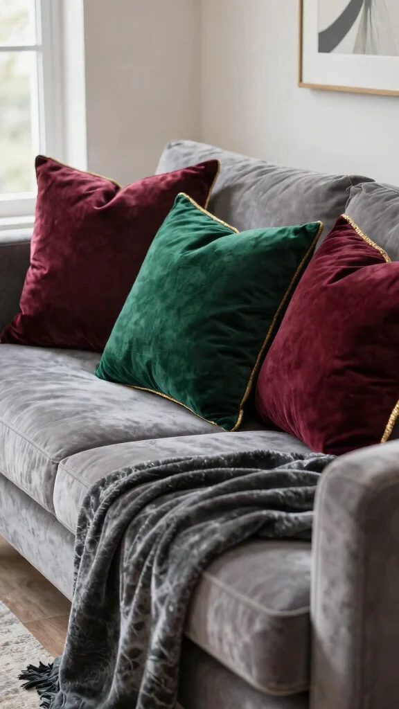 12 Gray Couch Pillow Ideas for a Polished and Cozy Living Room - 1. Velvety Textures 1