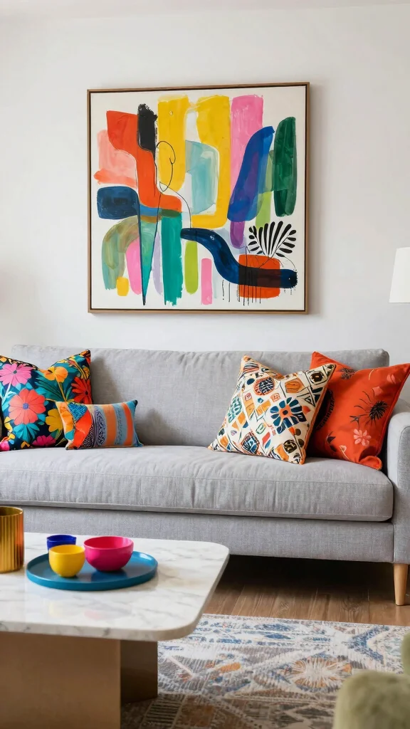 12 Gray Couch Pillow Ideas for a Polished and Cozy Living Room - 4. Playful Patterns 1