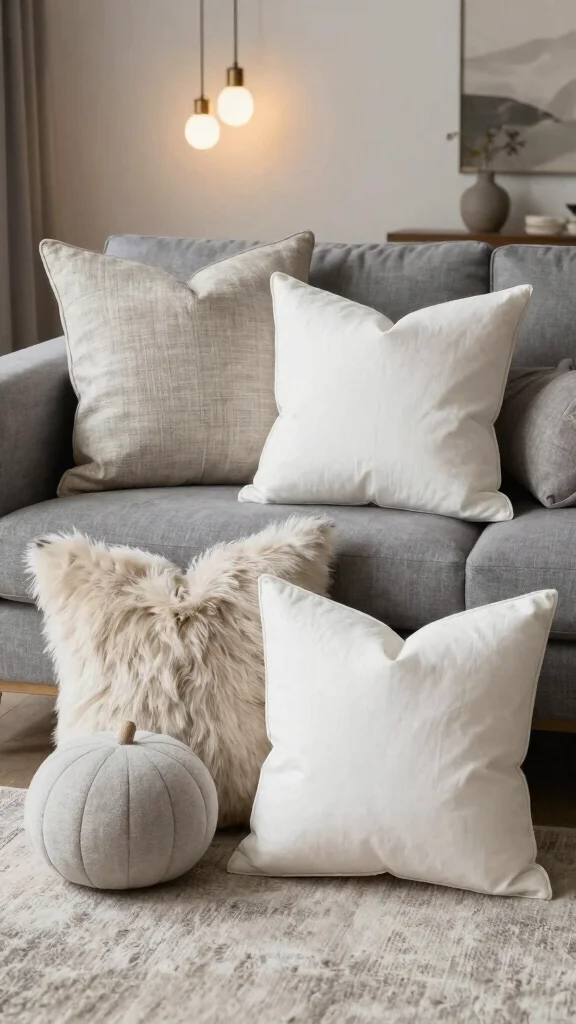 12 Gray Couch Pillow Ideas for a Polished and Cozy Living Room - 5. Layering Textures 1