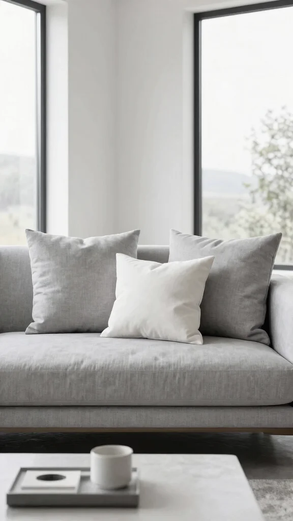 12 Gray Couch Pillow Ideas for a Polished and Cozy Living Room - 7. Minimalist Chic 1
