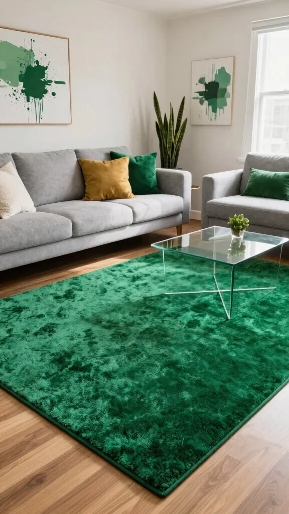 12 Green Rug Living Room Ideas for a Fresh and Stylish Space - 1. Embrace the Bold: Vibrant Green 1