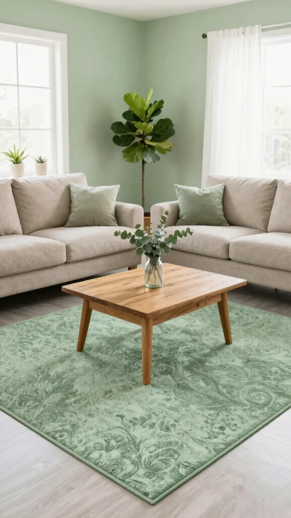 12 Green Rug Living Room Ideas for a Fresh and Stylish Space - 2. Soft Sage Selections 1