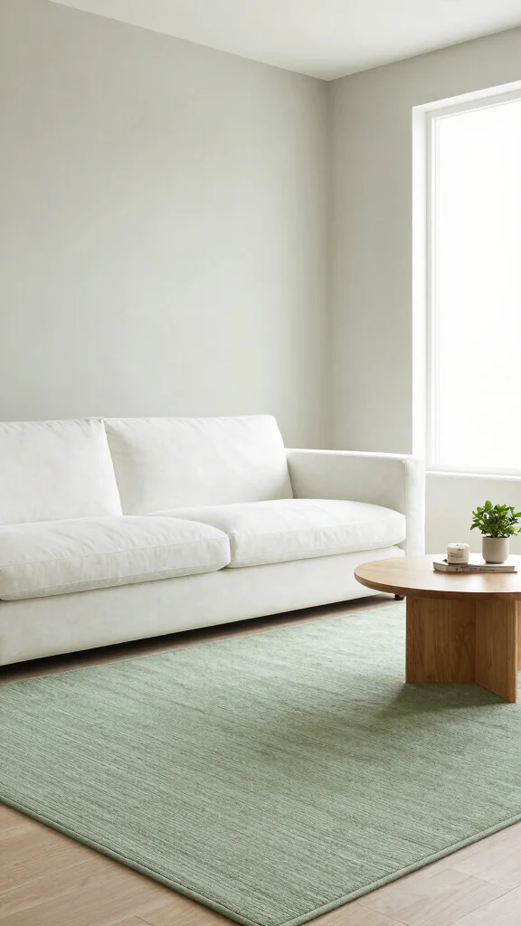 12 Green Rug Living Room Ideas for a Fresh and Stylish Space - 9. Minimalist Green Accents 1