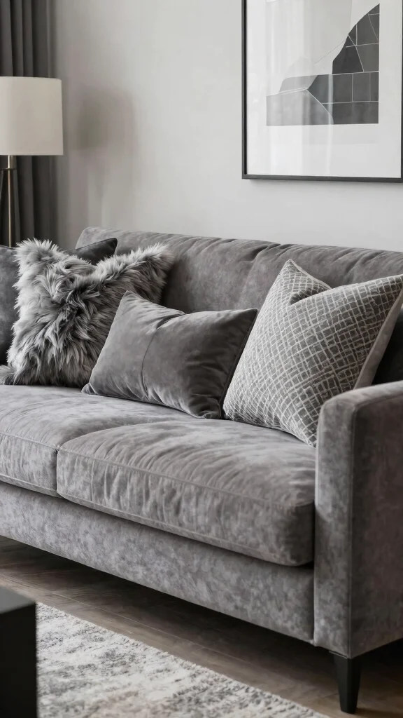 12 Grey Sofa Pillow Ideas That Add Contrast, Texture, and Warmth - 5. Monochrome Elegance with Shades of Grey 1