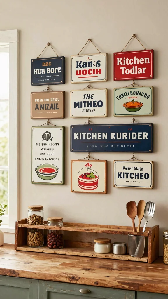 12 Kitchen Wall Art Ideas That Add Character to Everyday Spaces - 1. Vintage Kitchen Signs 1