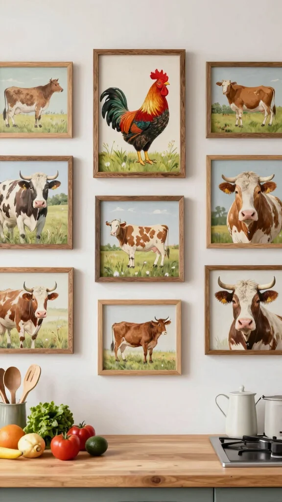 12 Kitchen Wall Art Ideas That Add Character to Everyday Spaces - 3. Farm-Inspired Wildlife Art 1