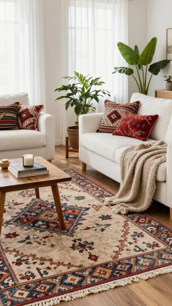 12 Moroccan Rug Living Room Ideas for Warmth, Texture, and Global Style - 1. Layering Textures 1
