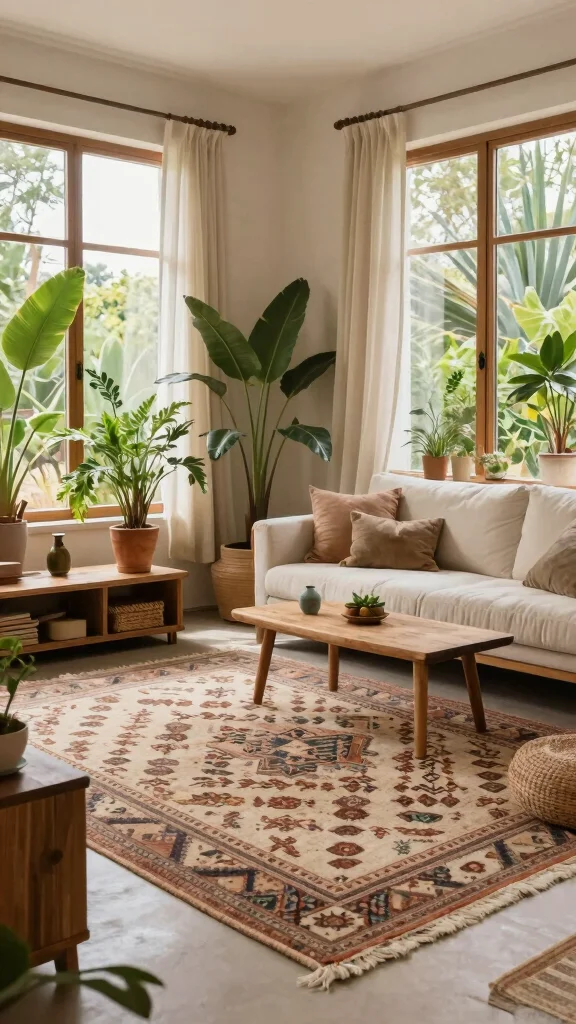 12 Moroccan Rug Living Room Ideas for Warmth, Texture, and Global Style - 11. Outdoor-Inspired Decor 1