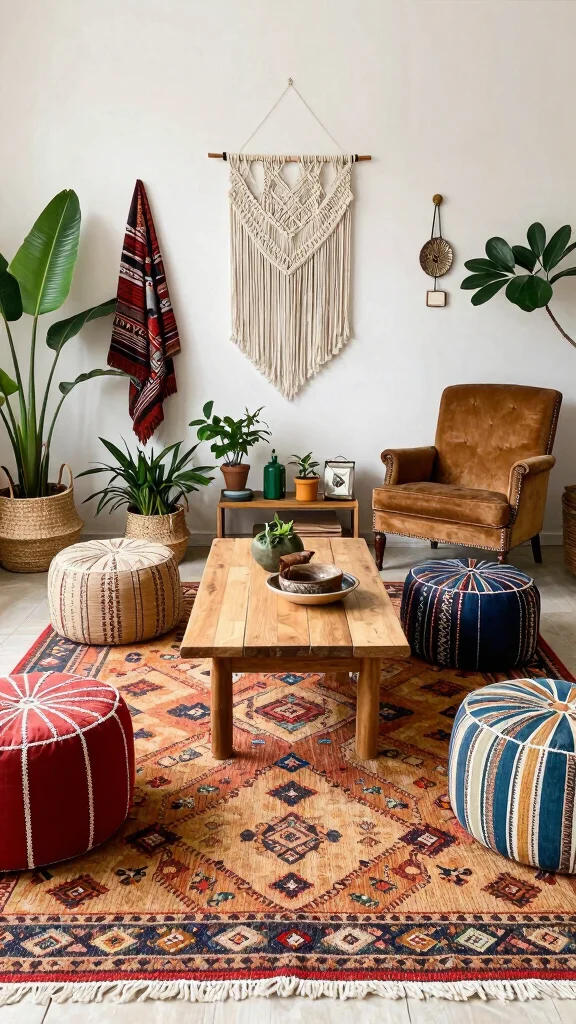 12 Moroccan Rug Living Room Ideas for Warmth, Texture, and Global Style - 3. Magical Bohemian Vibes 1