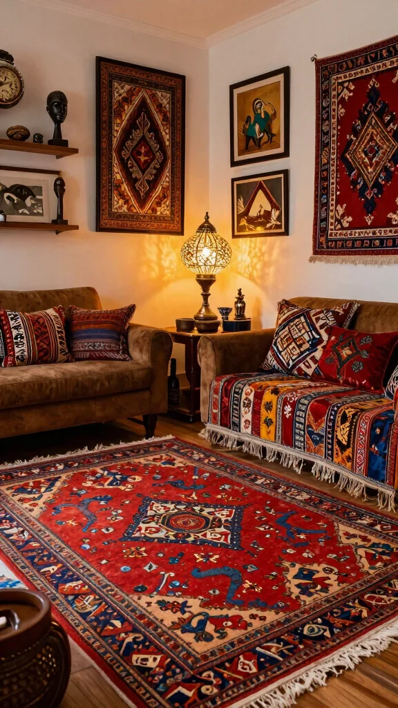 12 Moroccan Rug Living Room Ideas for Warmth, Texture, and Global Style - 6. Incorporating Global Decor 1