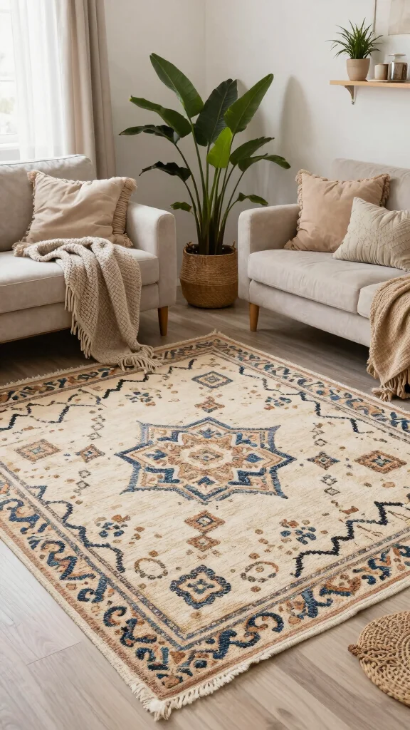 12 Moroccan Rug Living Room Ideas for Warmth, Texture, and Global Style - 8. Seasonal Styling 1