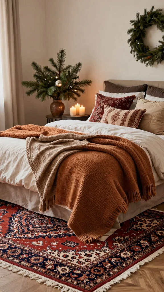 12 Persian Rug Bedroom Ideas for a Warm and Luxurious Retreat - 11. Seasonal Styling 1
