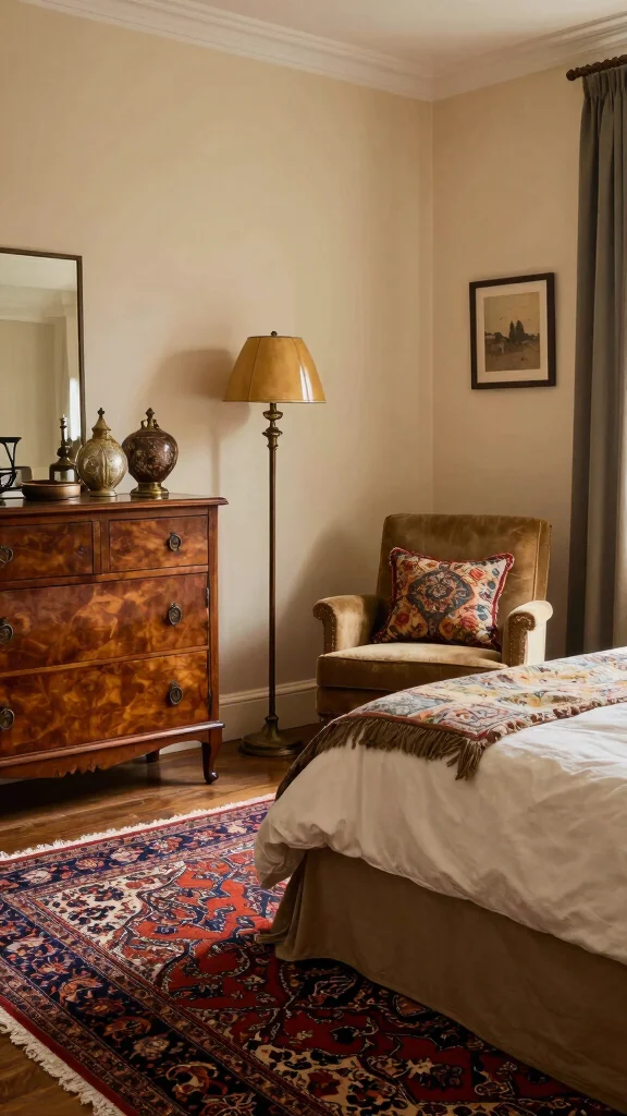 12 Persian Rug Bedroom Ideas for a Warm and Luxurious Retreat - 7. Incorporating Vintage Elements 1